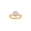 LUXURY Halo Quadrat 14kt. Goldring m. Lab. G. dia. 1,45ct...