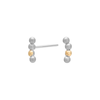 Rhod. Silberohrringe Kugeln m/8kt. Gold