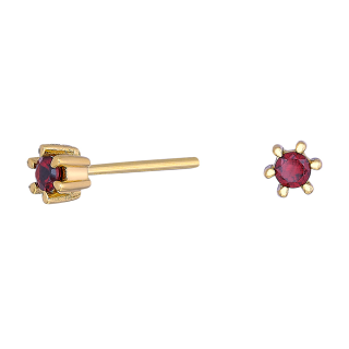 14kt. Goldohrringe m/Granat 2,2mm