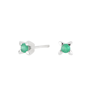 14kt. Weissesgoldohrringe m/Smaragd 3mm