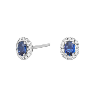 14kt. Goldohrringe m/Saphir und dia 0.09ct W/SI