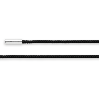 Baumwollband mit 925/- Endkappen schwarz, 100cm