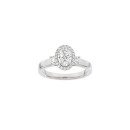 LUXURY Halo oval 14kt. Weissgoldring m. Lab. G. dia....