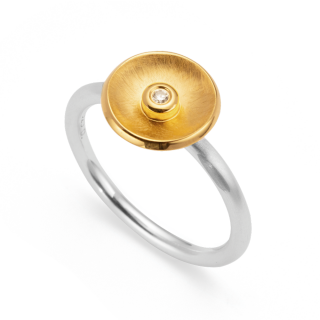 925/- Ring, Teil vg. Kratzmatt/Poliert, 0,02ct