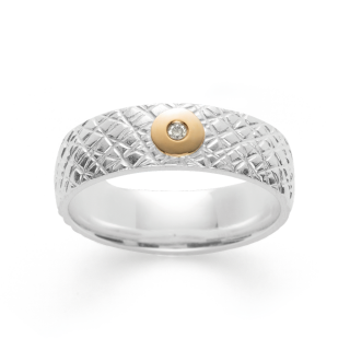 925/- Ring, vg 18K matt/spezialtext, 0,015ct W-SI