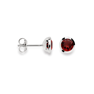 925/- Ohrstecker Poliert, Granat 0,9ct