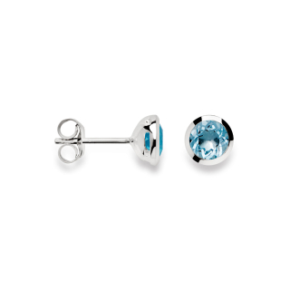925/- Ohrstecker Poliert, Blau Topas 1,02ct