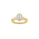 LUXURY Halo oval 14kt. Goldring m. Lab. G. dia. 1,45ct...