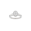 LUXURY Halo oval 14kt. Weissgoldring m. Lab. G. dia....