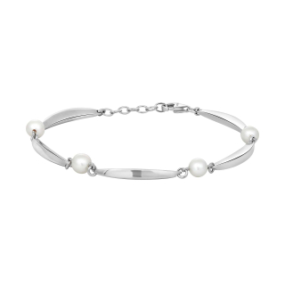 Siersbøl Rhodiniertes Silber Armband Perle 16,5+2