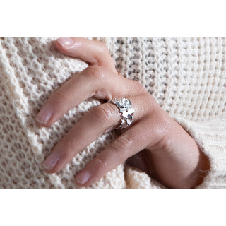 925/- Ring, rho. Sand Matt/Poliert, 0,03ct W-SI
