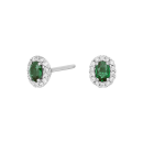 14kt. Goldohrringe m/Smaragd und dia 0.11ct W/SI