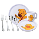 Kinderset Melamin Bamse & Kylling 7-teilig