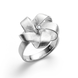 925/- Ring matt., Brillant 0,03ct W-SI
