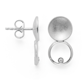925/- Ohrstecker Sand Matt/Poliert, 0,02ct W-SI