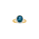 14kt. Goldring m/dia.0.12ct W/SI+London Topaz