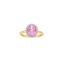 14kt. Goldring m/dia.0.12ct W/SI + Pink Topaz