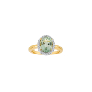 14kt. Goldring m/dia.0.12ct W/SI+Green Amethyst