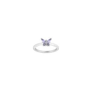 Rhodinierte Silber Ring Schmetterling m. lila cz G. 51