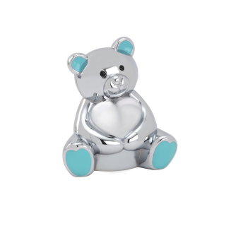 Teddybär mit hellblau Ohren Verchromt Sparbüchse