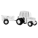 Traktor mit Wagen Sparbüchse verchromt