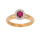14kt. Goldring m/Rubin und dia 0.11ct W/SI