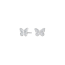 Rhod. Silber Ohrstecker Schmetterling m/ weiß cz