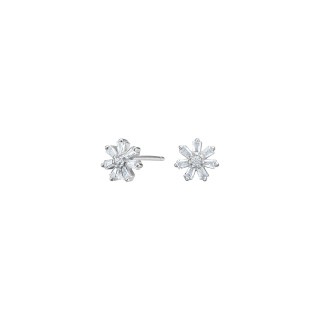 Rhod. Silber Ohrstecker Blume m/ weiß cz