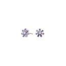 Rhod. Silber Ohrstecker Blume m/ lila cz