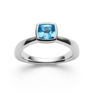 925/- Ring Poliert, Blau Topas 1,15ct