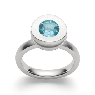 925/- Ring matt., Blau Topas 1,42ct