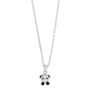Rhod. Silberhalskette Panda m/Emaille