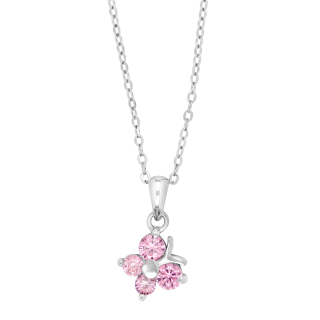 Rhod. Silberhalskette Schmetterling m/Rosa cz