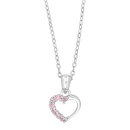 Rhod. Silberhalskette Herz m/Rosa cz
