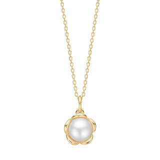 Silber Verg. Halskette Flower m/Perlen