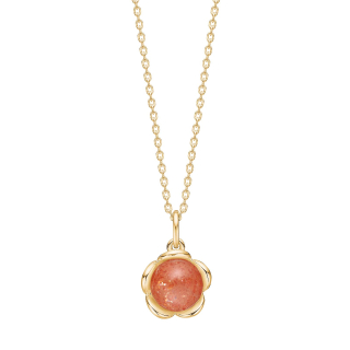 Silber Verg. Halskette Flower m/Sun Stone