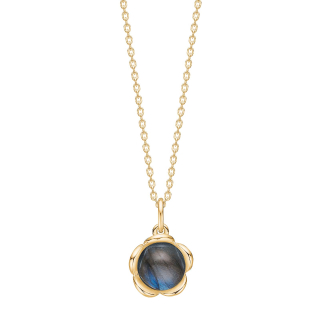 Silber Verg. Halskette Flower m/Labradorite
