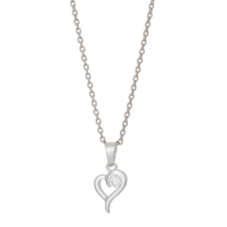 Rhodinierter Silber Halskette Herz mit Zirkonia