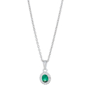 Silber Halskette mit Zirkonia und synth. Smaragd