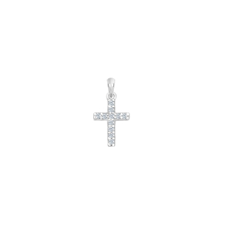 Rhod. Silber Kreuz m/cz 12mm