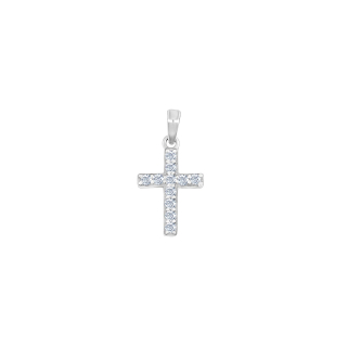Rhod. Silber Kreuz m/cz 16mm