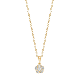 14kt. Goldanhänger Blume m/dia. 0.05ct W/SI