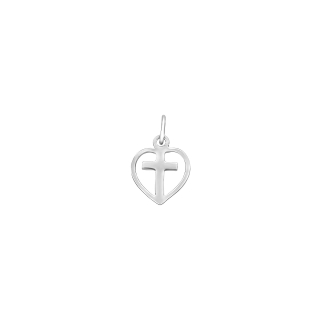 Rhod. Silber Anhänger Hertz/Kreuz