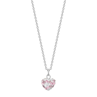 Rhod. Silber Halskette Herz m. rosa mix cz