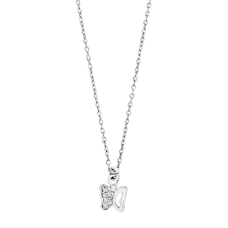 Rhd. Silber Halskette Schmetterling m. cz