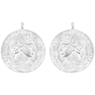 Rhod. Silber System-Anhänger Münze 23x23mm Paar