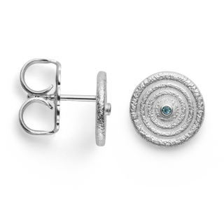 925/- Ohrstecker matt./Gebüstet, Blau Topas 0,02ct