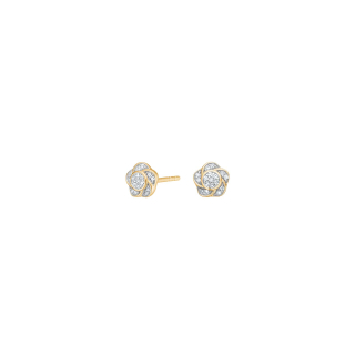 14kt. Goldohrringe Blume m/dia. 0.06ct W/SI