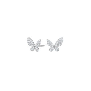 Rhod. Silber Ohrringe Schmetterling m/cz