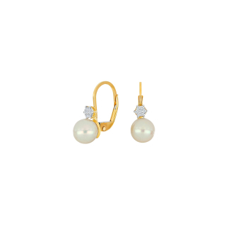 8kt. Gold Ohrringe m/Perlen + cz